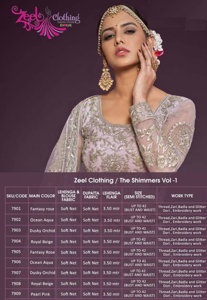 The Shimmers Vol 1 By Zeel 7901 To 7909 Series Designer Lehenga Choli Wholesale Online
